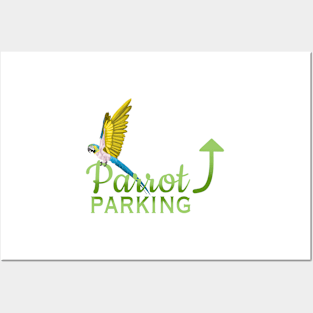 Parrot Parking - Blue & Gold Macaw Posters and Art